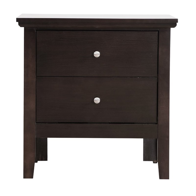 Pemberly Row Set of 2 Engineered Wood 2-Drawer Nightstands in Espresso