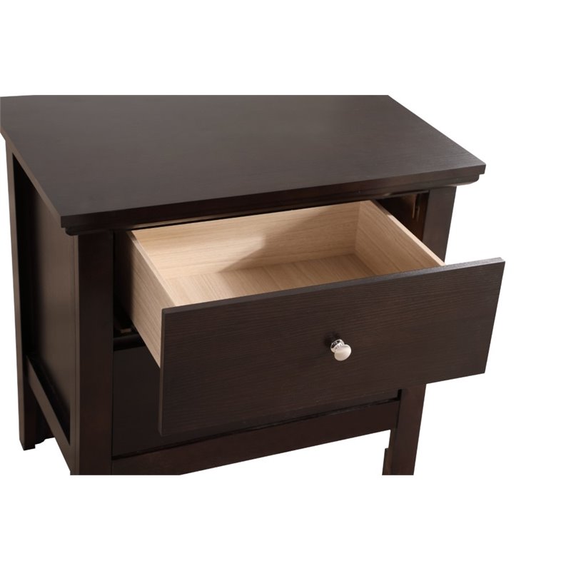 Pemberly Row Set of 2 Engineered Wood 2-Drawer Nightstands in Espresso