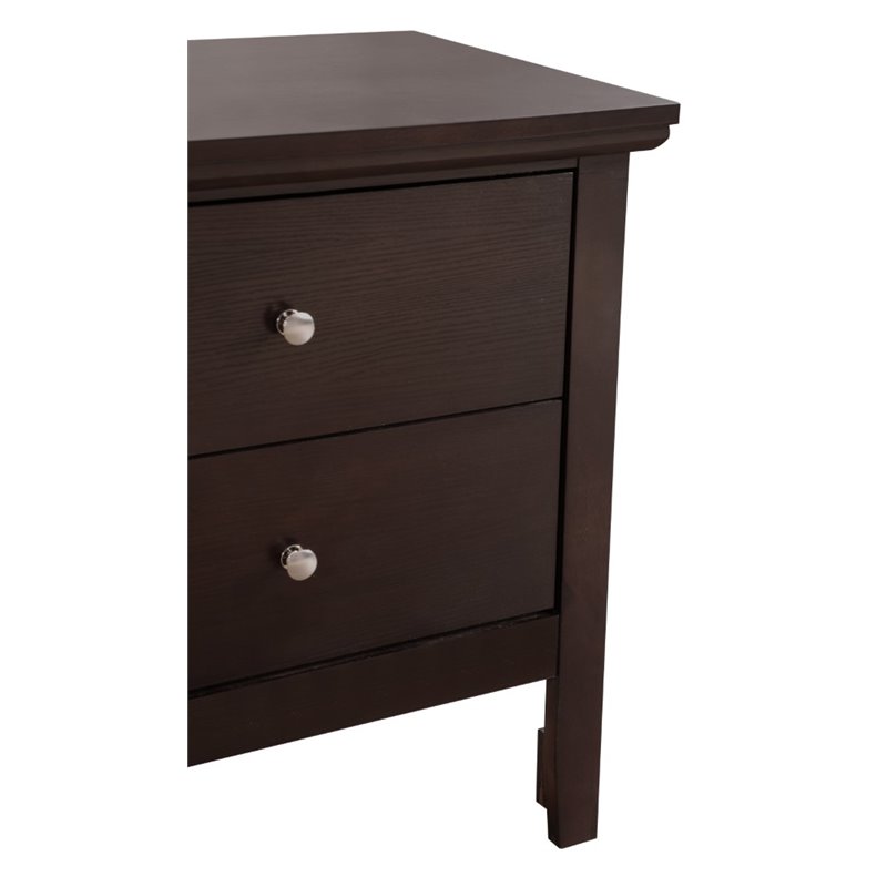 Pemberly Row Set of 2 Engineered Wood 2-Drawer Nightstands in Espresso