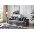 Pemberly Row Set of 2 Modern Velvet Sofa and Loveseat in Dark Gray