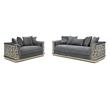 Pemberly Row Set of 2 Modern Velvet Sofa and Loveseat in Dark Gray
