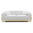 Pemberly Row Set of 2 Velvet Loveseat and Sofa with Cushion in Ivory / Gold
