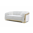 Pemberly Row Set of 2 Velvet Loveseat and Sofa with Cushion in Ivory / Gold