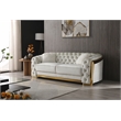Pemberly Row Set of 2 Velvet Loveseat and Sofa with Cushion in Ivory / Gold