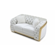 Pemberly Row Set of 2 Velvet Loveseat and Sofa with Cushion in Ivory / Gold
