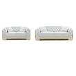Pemberly Row Set of 2 Velvet Loveseat and Sofa with Cushion in Ivory / Gold