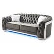 Pemberly Row Set of 2 Gray Velvet Loveseat and Sofa With LED Accent Lighting