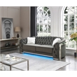 Pemberly Row Set of 2 Gray Velvet Loveseat and Sofa With LED Accent Lighting