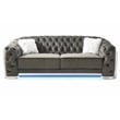 Pemberly Row Set of 2 Gray Velvet Loveseat and Sofa With LED Accent Lighting