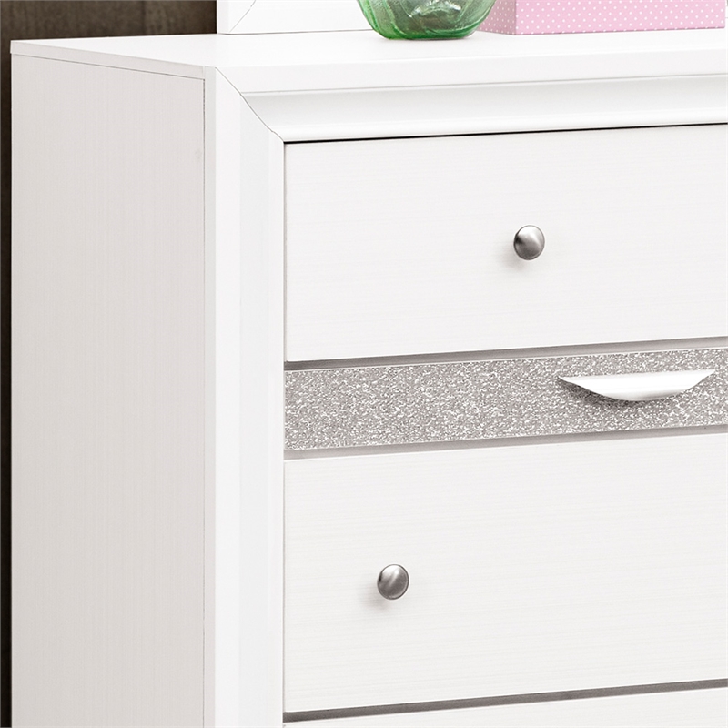 Pemberly Row Set of 3 Modern Dresser and Nightstand and Mirror in White
