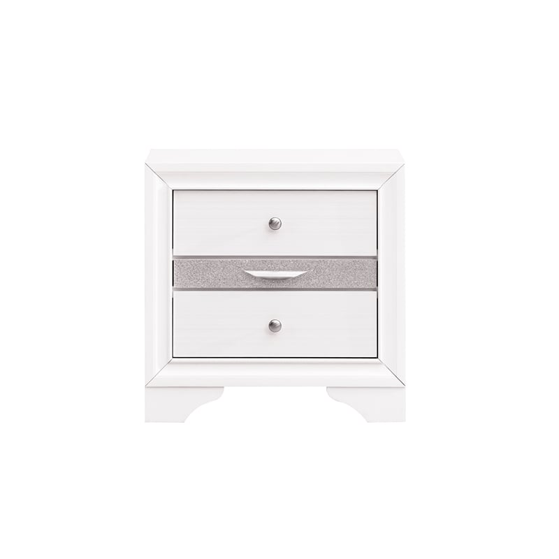 Pemberly Row Set of 3 Modern Dresser and Nightstand and Mirror in White