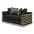 Pemberly Row Set of 2 Modern Velvet Loveseat and Sofa in Black