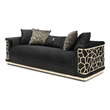 Pemberly Row Set of 2 Modern Velvet Loveseat and Sofa in Black