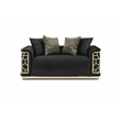 Pemberly Row Set of 2 Modern Velvet Loveseat and Sofa in Black