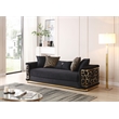 Pemberly Row Set of 2 Modern Velvet Loveseat and Sofa in Black
