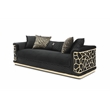 Pemberly Row Set of 2 Modern Velvet Loveseat and Sofa in Black