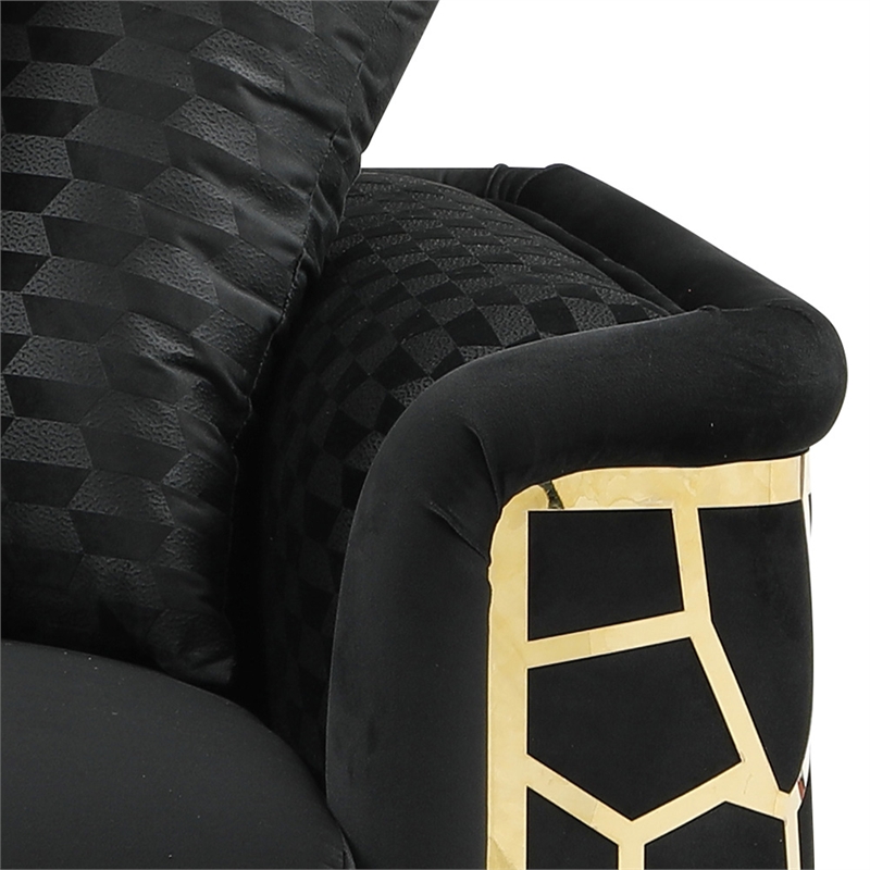 Pemberly Row Set of 2 Modern Velvet Loveseat and Sofa in Black