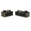 Pemberly Row Set of 2 Modern Velvet Loveseat and Sofa in Black