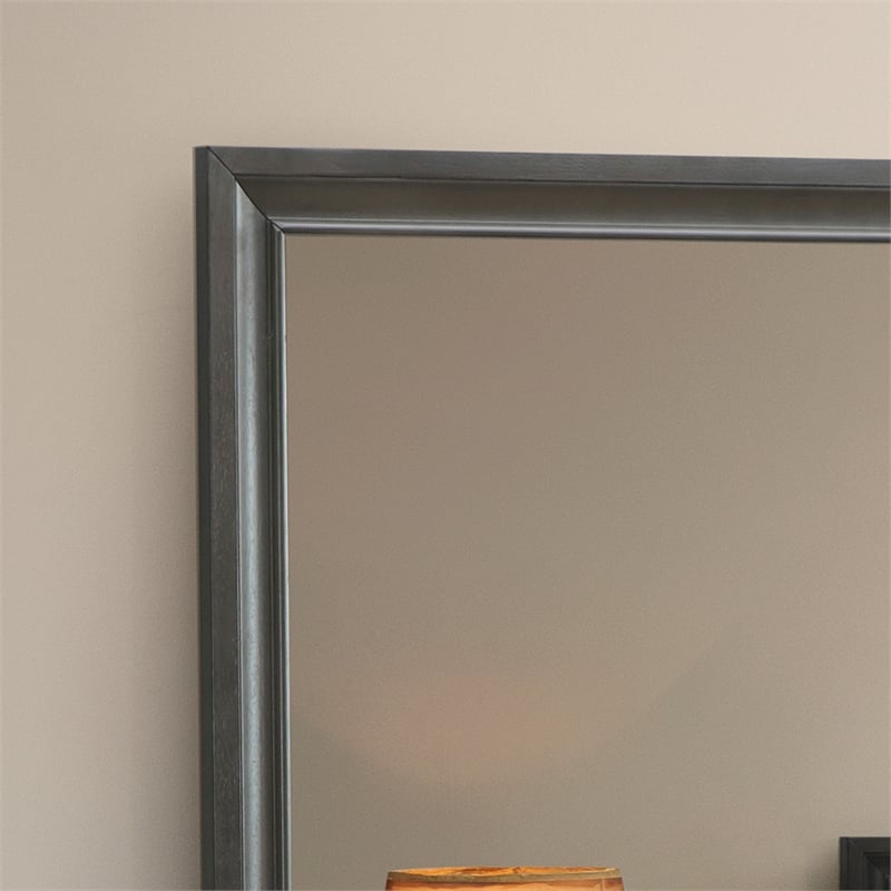 Pemberly Row Set of 2 Modern Wood Dresser and Mirror in Gray