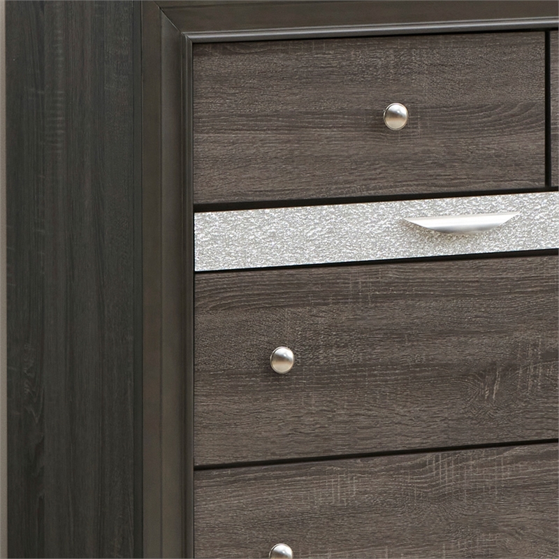 Pemberly Row Set of 2 Modern Wood Dresser and Mirror in Gray
