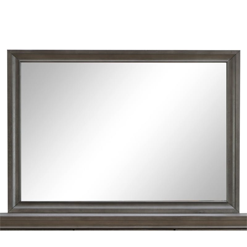 Pemberly Row Set of 2 Modern Wood Dresser and Mirror in Gray