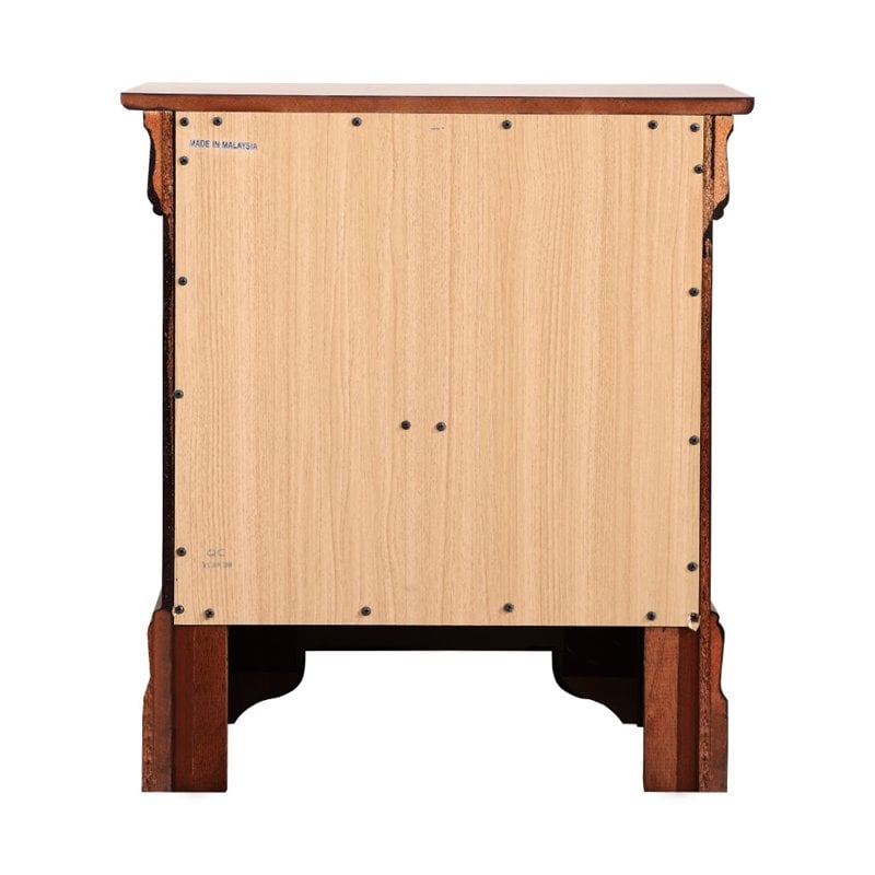 Pemberly Row Set of 2 Full Sleigh Bed and 2-Drawer Nightstand in Cherry