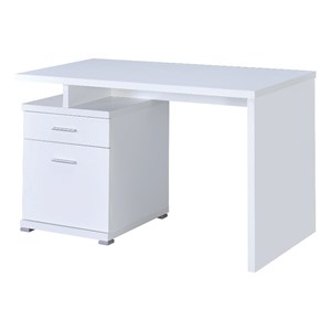 Pemberly Row 2-Drawer Contemporary Wood Office Desk with Cabinet White