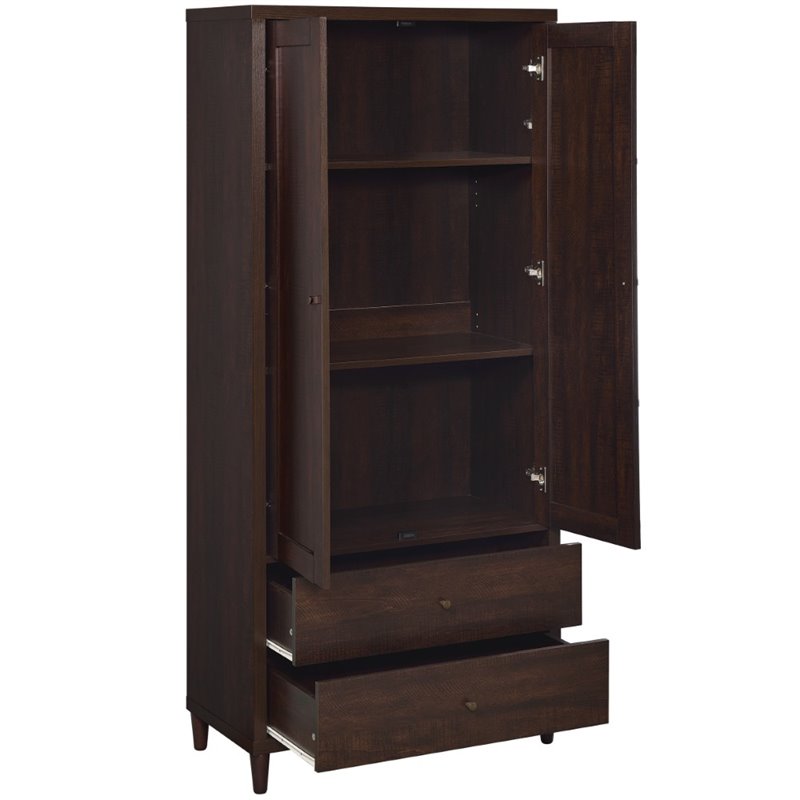 Pemberly Row Transitional Wood 2-Door Accent Storage Cabinet in Tobacco