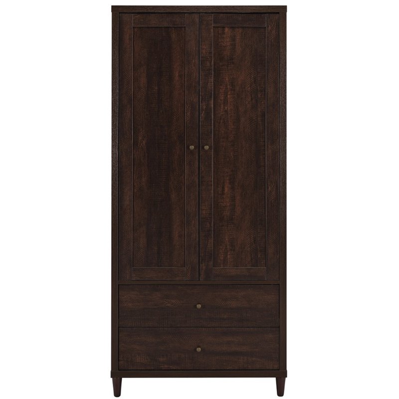 Pemberly Row Transitional Wood 2-Door Accent Storage Cabinet in Tobacco
