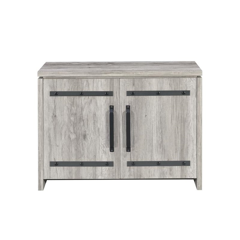 Pemberly Row Transitional Wood 2-Door Accent Cabinet with Metal Details in Gray