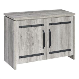 Pemberly Row Transitional Wood 2-Door Accent Cabinet with Metal Details in Gray