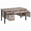 Pemberly Row 4-drawer Farmhouse Wood Office Desk in Weathered Oak and Black