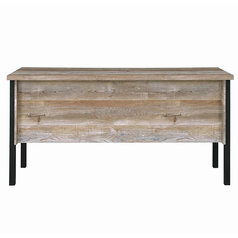 Pemberly Row 4-drawer Farmhouse Wood Office Desk in Weathered Oak and Black