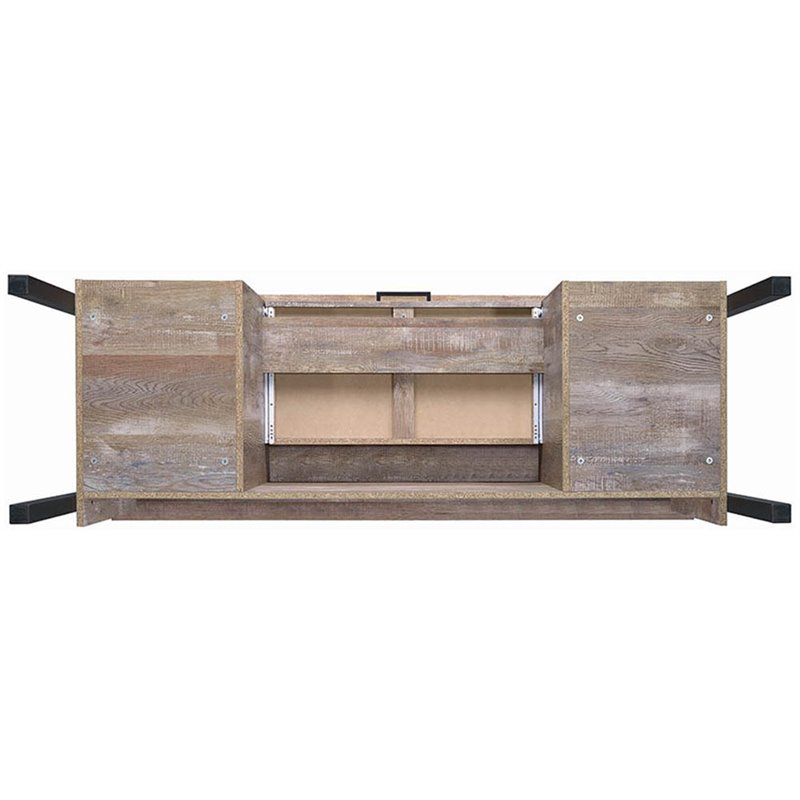 Pemberly Row 4-drawer Farmhouse Wood Office Desk in Weathered Oak and Black