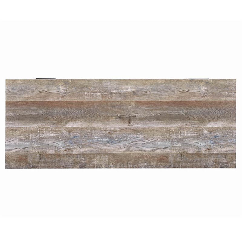 Pemberly Row 4-drawer Farmhouse Wood Office Desk in Weathered Oak and Black