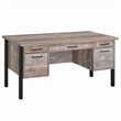 Pemberly Row 4-drawer Farmhouse Wood Office Desk in Weathered Oak and Black