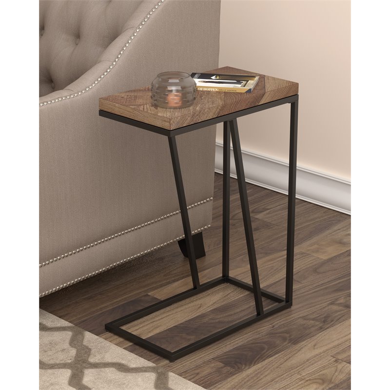 Pemberly Row Contemporary Rectangular Wood Top Accent Table in Tobacco