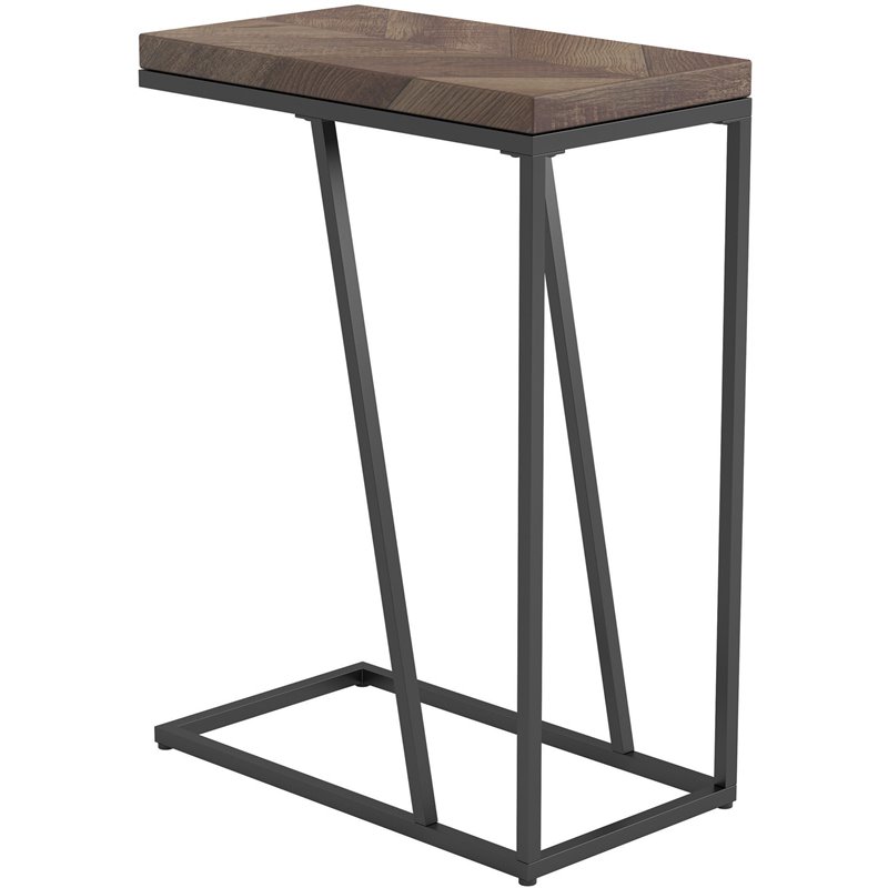 Pemberly Row Contemporary Rectangular Wood Top Accent Table in Tobacco
