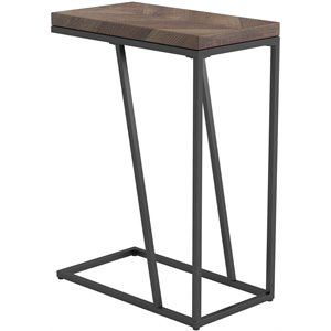 Pemberly Row Contemporary Rectangular Wood Top Accent Table in Tobacco