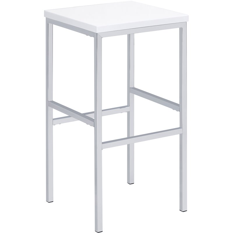 Pemberly Row Contemporary Wood 5-Piece Lacquer Bar Set with Metal Leg in White