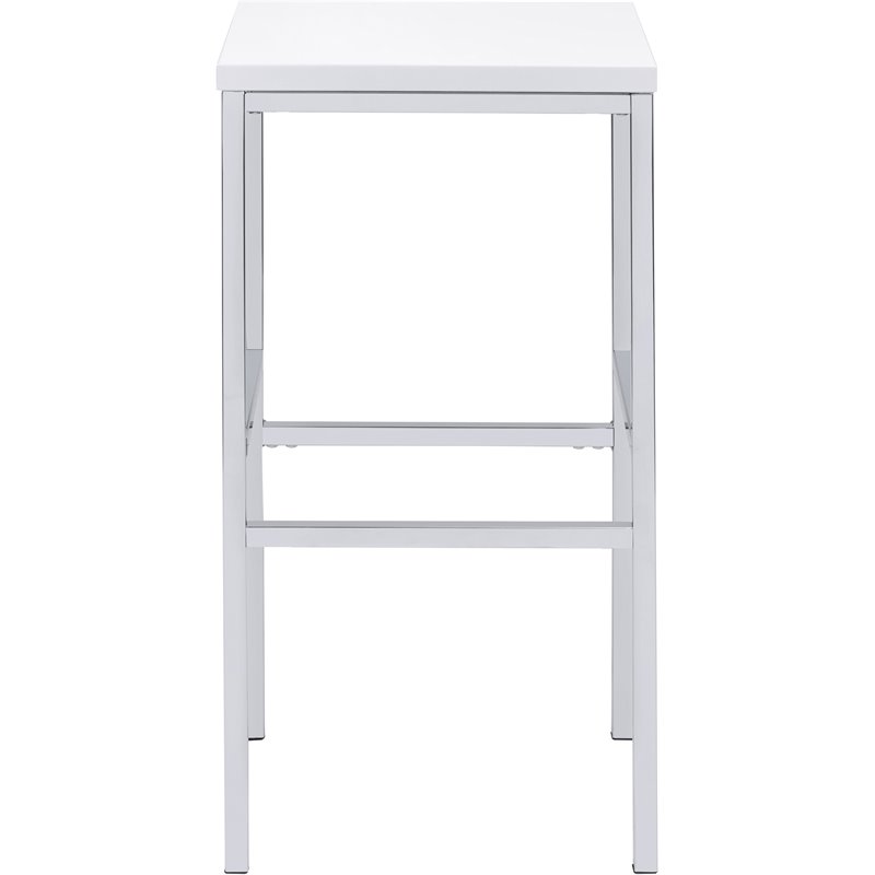 Pemberly Row Contemporary Wood 5-Piece Lacquer Bar Set with Metal Leg in White