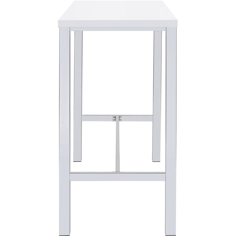 Pemberly Row Contemporary Wood 5-Piece Lacquer Bar Set with Metal Leg in White