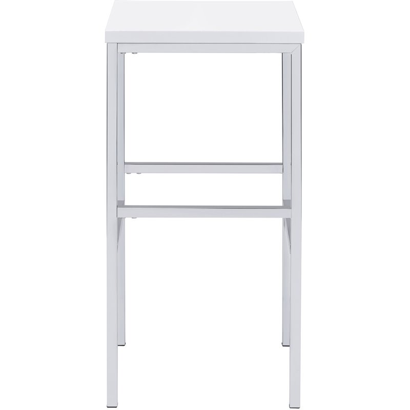 Pemberly Row Contemporary Wood 5-Piece Lacquer Bar Set with Metal Leg in White