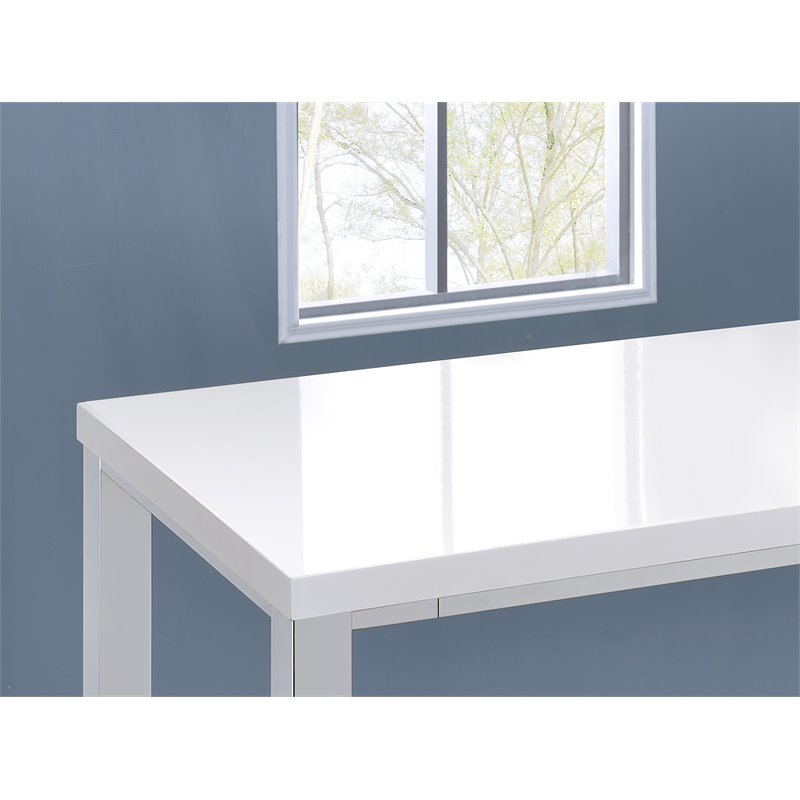 Pemberly Row Contemporary Wood 5-Piece Lacquer Bar Set with Metal Leg in White