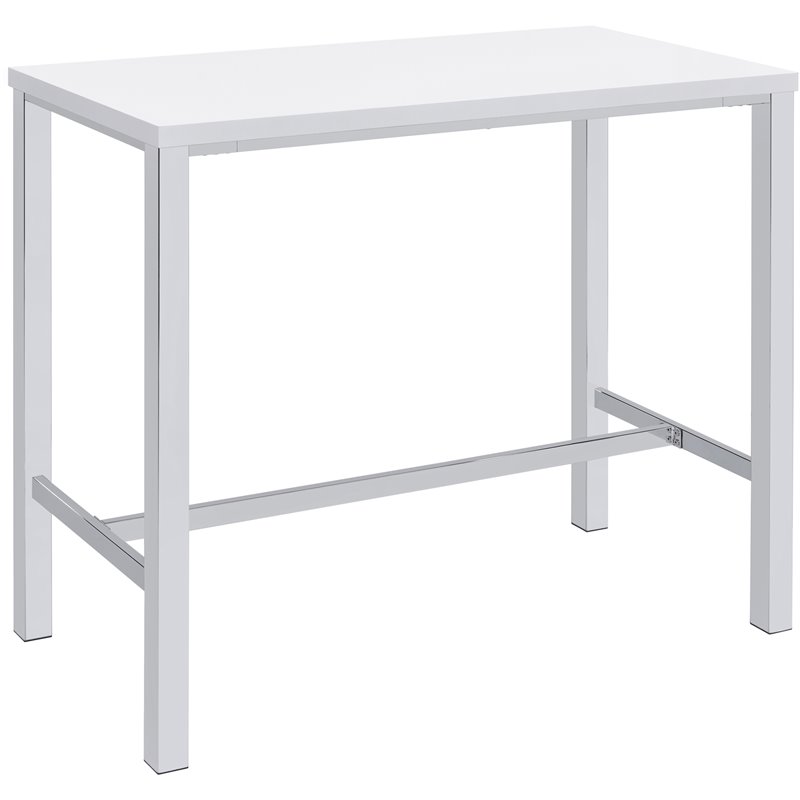 Pemberly Row Contemporary Wood 5-Piece Lacquer Bar Set with Metal Leg in White