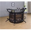 Pemberly Row Contemporary Metal 3-Piece Curved Bar Unit Set in Black
