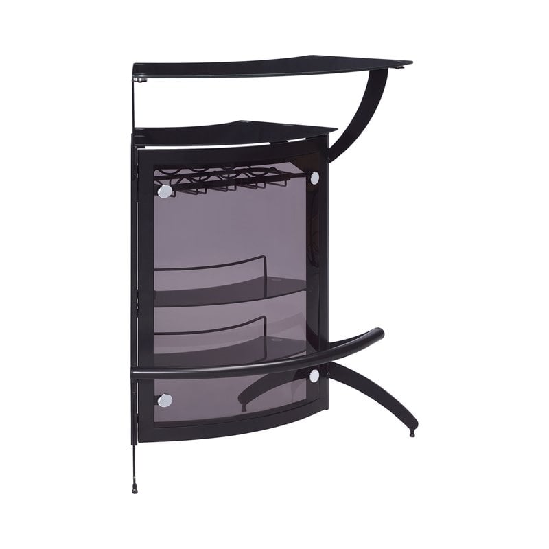 Pemberly Row Contemporary Metal 3-Piece Curved Bar Unit Set in Black