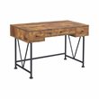 Pemberly Row 2-Piece 3-Drawer Farmhouse Wood Writing Desk Set in Nutmeg