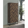 Pemberly Row Farmhouse Wood 2-Door Accent Storage Cabinet with Metal Base in Oak