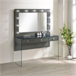 Pemberly Row 3-Drawer Wood & Glass Vanity Desk with LED Lighting in Gray